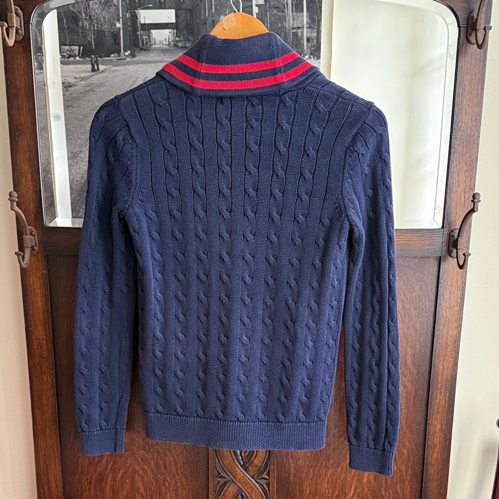 Ralph Lauren Lauren Active Navy Cardigan with Red Accents XSP - Picture 5 of 5